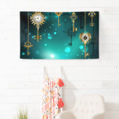 Antike Skeleton Keys on Green Background Banner (Insitu)