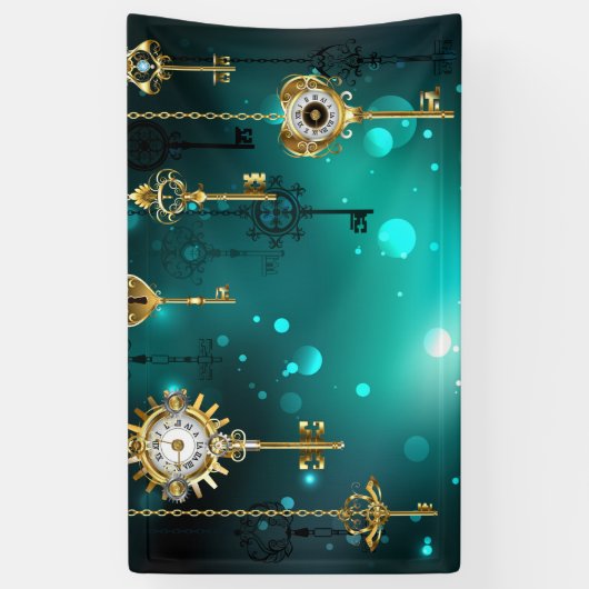 Antike Skeleton Keys on Green Background Banner (Vertikal)