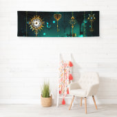 Antike Skeleton Keys on Green Background Banner (Insitu)