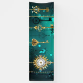 Antike Skeleton Keys on Green Background Banner (Vertikal)