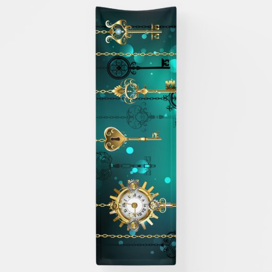 Antike Skeleton Keys on Green Background Banner (Vertikal)