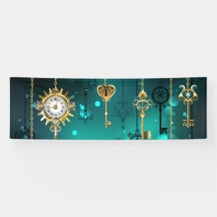 Antike Skeleton Keys on Green Background Banner