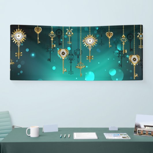 Antike Skeleton Keys on Green Background Banner (Messe)
