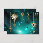 Antike Skeleton Keys on Green Background Begleitkarte (Vorne/Hinten)