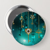 Antike Skeleton Keys on Green Background Button (Vorne & Hinten)