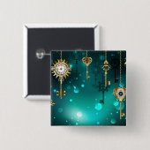 Antike Skeleton Keys on Green Background Button (Vorne & Hinten)