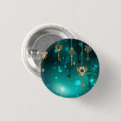 Antike Skeleton Keys on Green Background Button (Vorne & Hinten)
