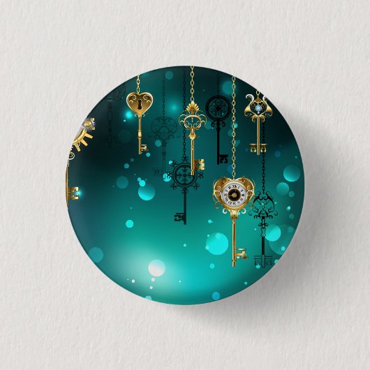 Antike Skeleton Keys on Green Background Button (Vorderseite)