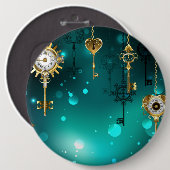 Antike Skeleton Keys on Green Background Button (Vorne & Hinten)