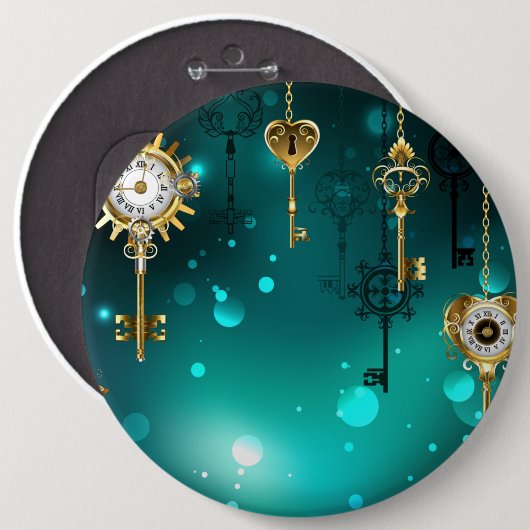 Antike Skeleton Keys on Green Background Button (Vorne & Hinten)