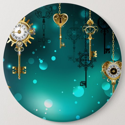 Antike Skeleton Keys on Green Background Button (Vorderseite)