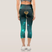 Antike Skeleton Keys on Green Background Capri Leggings (Rückseite)