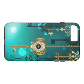 Antike Skeleton Keys on Green Background Case-Mate iPhone Hülle (Rückseite (Horizontal))