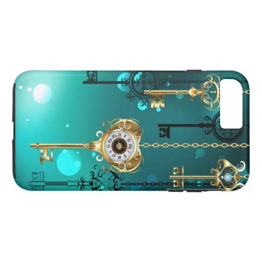 Antike Skeleton Keys on Green Background Case-Mate iPhone Hülle (Rückseite (Horizontal))