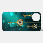 Antike Skeleton Keys on Green Background Case-Mate iPhone Hülle (Rückseite (Horizontal))