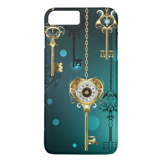 Antike Skeleton Keys on Green Background Case-Mate iPhone Hülle (Rückseite)