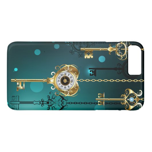 Antike Skeleton Keys on Green Background Case-Mate iPhone Hülle (Rückseite (Horizontal))