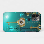 Antike Skeleton Keys on Green Background Case-Mate iPhone Hülle (Rückseite (Horizontal))