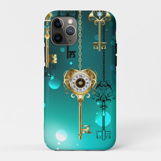 Antike Skeleton Keys on Green Background Case-Mate iPhone Hülle (Rückseite)