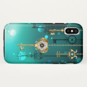 Antike Skeleton Keys on Green Background Case-Mate iPhone Hülle (Rückseite (Horizontal))
