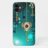 Antike Skeleton Keys on Green Background Case-Mate iPhone Hülle (Rückseite)