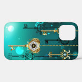 Antike Skeleton Keys on Green Background Case-Mate iPhone Hülle (Rückseite (Horizontal))