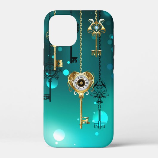 Antike Skeleton Keys on Green Background Case-Mate iPhone Hülle (Rückseite)