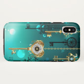 Antike Skeleton Keys on Green Background Case-Mate iPhone Hülle (Rückseite (Horizontal))