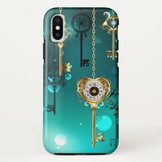 Antike Skeleton Keys on Green Background Case-Mate iPhone Hülle (Rückseite)