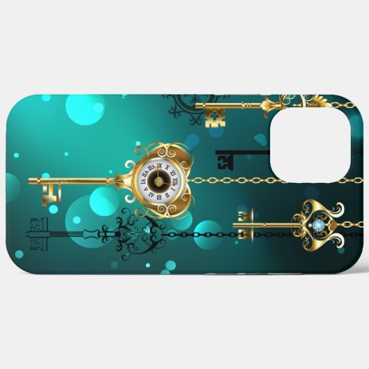Antike Skeleton Keys on Green Background Case-Mate iPhone Hülle (Rückseite (Horizontal))