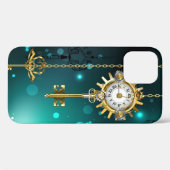 Antike Skeleton Keys on Green Background Case-Mate iPhone Hülle (Rückseite (Horizontal))