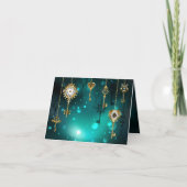 Antike Skeleton Keys on Green Background Dankeskarte (Vorderseite)