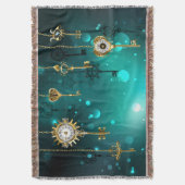 Antike Skeleton Keys on Green Background Decke (Vorderseite Vertikal)