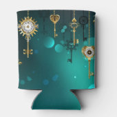 Antike Skeleton Keys on Green Background Dosenkühler (Rückseite)