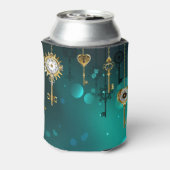 Antike Skeleton Keys on Green Background Dosenkühler (Kanne Rückseite)