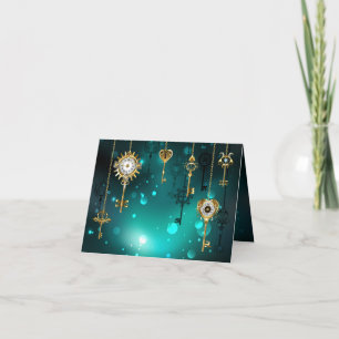 Antike Skeleton Keys on Green Background Einladung