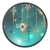 Antike Skeleton Keys on Green Background Eishockey Puck (Vorderseite)