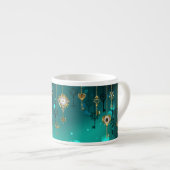 Antike Skeleton Keys on Green Background Espressotasse (Vorderseite Rechts)