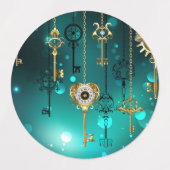 Antike Skeleton Keys on Green Background Etiketten (Design 2)