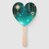 Antike Skeleton Keys on Green Background Fächer (Rückseite)