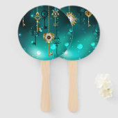 Antike Skeleton Keys on Green Background Fächer (Vorne und Hinten)