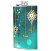 Antike Skeleton Keys on Green Background Flachmann (Links)