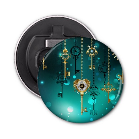 Antike Skeleton Keys on Green Background Flaschenöffner (Vorderseite)