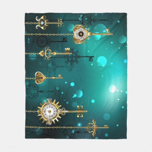 Antike Skeleton Keys on Green Background Fleecedecke (Vorderseite)