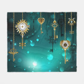 Antike Skeleton Keys on Green Background Fleecedecke (Vorderseite (Horizontal))