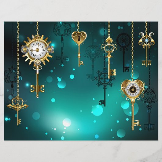 Antike Skeleton Keys on Green Background Flyer (Vorne)