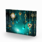 Antike Skeleton Keys on Green Background Fotoblock (Rechts)