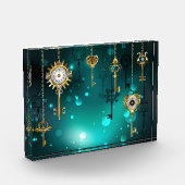 Antike Skeleton Keys on Green Background Fotoblock (Links)