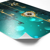 Antike Skeleton Keys on Green Background Fotodruck (Ecke)