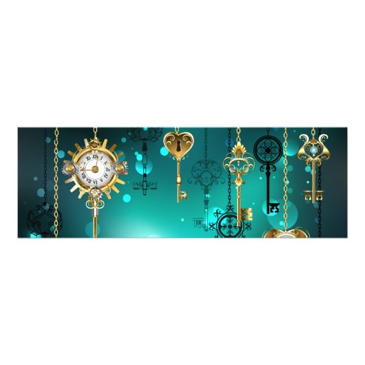 Antike Skeleton Keys on Green Background Fotodruck (Vorne)